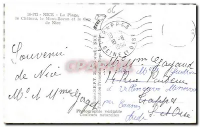 La Plage, le Château, le Mont-Boron et le Cap de Nice — Éditions S.E.P.T. 35, Bd Gorbella, Nice — Rewers
