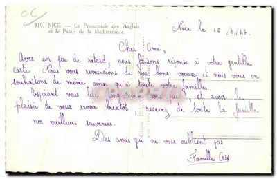 Nice — La Promenade des Anglais e il Palais de la Méditerranée — Editore: n° 319 — Verso