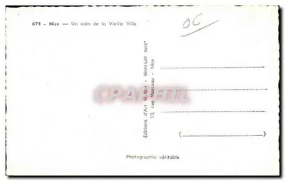 Bilhete postal antigo Nice Um Canto da Velha Cidade Crianças — Verso