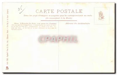 Nice — wejście do portu, widok z zamku — wydawca: Raphael Tuck & Co. Ltd., Paryż, seria 761 — Rewers