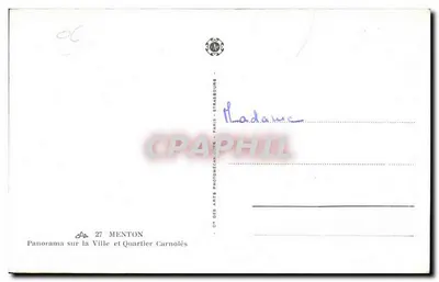 Menton — Dzielnica Carnolès — Spółka Sztuk Fotomechanicznych, Paryż — Rewers