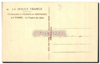 La Turbie — Het Trofee van de Alpen — Editeurs d'Art Yvonn, Parijs — Achterkant