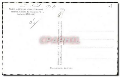 Rue Traecastel w Grasse — Rodzina Fragonarda — Wydawnictwo S.E.P.T. — Rewers