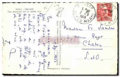 Grasse — Vue générale sur la vieille ville — Éditions S.E.P.T. - n° 75-49A — Rewers