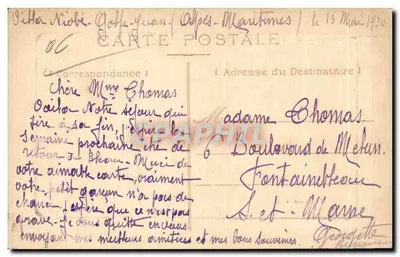 Golfe-Juan. L'Église — éditeur impr. sur la carte, n° de série non lisible — Verso