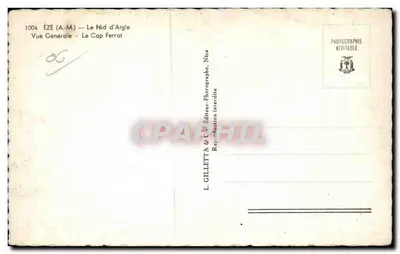 Éze (A.M.) — Gniazdo Orła — Ogólny widok — Cap Ferrat — L. Gilletta & Cie, Wydawca, Nice — Rewers