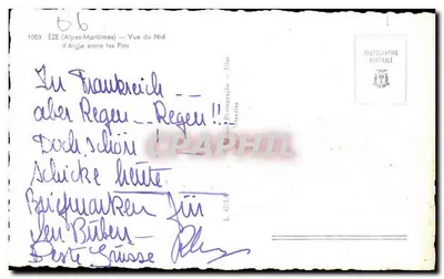 ÉZE (Alpes-Maritimes) — Widok z Nid d'Aigle między sosnami — L. CILLO — Rewers
