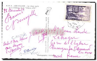 Eze-Village — Stary studzienka i Zamek "Chèvre d'Or" — Wydawnictwo S.F.P.T. - Nice — Rewers