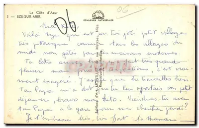 Eze-sur-Mer — pittoreski wioska — Éditions d'Art Montillet, Nice — Rewers