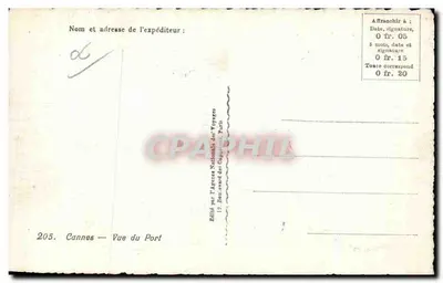 Cannes — Widok z Portu — Wydana przez Narodową Agencję Podróży — Rewers