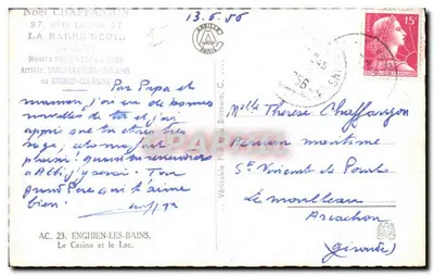O Lago d'Enghien — O Casino — Editor G. Lévy — Verso
