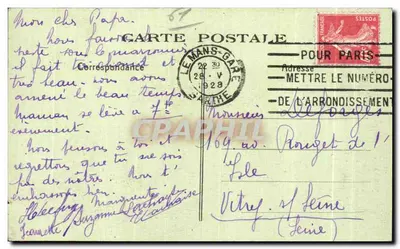 Saint-Céneri-le-Gerei (Orne) — uitzicht op een waterloop en een gebouw op een heuvel — antieke ansichtkaart n°126 — Achterkant