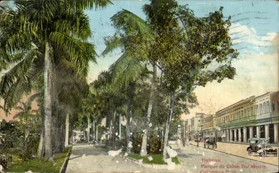 Bilhete postal antigo Parque de Colon Por Monte Habana Cuba