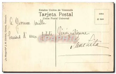 Palácio de Hacienda — Caracas — Editor J. M. Chirinos — Verso