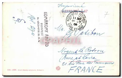 Monumento do arquiduque Eugène — Budapeste — editor Divald Károly, n° 618-1900 — Verso