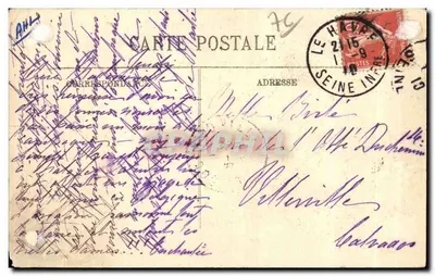 Bilhete postal antigo Quinzaine D aviation Le Havre Trouville Deauville Avion Breguet — Verso