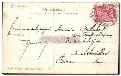 Nosal — Tatry — Nakl J. Ryś, Zakopane, No. 85 — Reverso