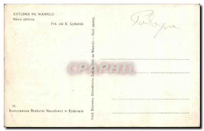 Bilhete postal antigo Katedra Na Wawelu Nawa glowna Poland pologne polska — Verso