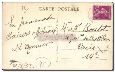 Le Havre - Boulevard Albert 1er — vista urbana com trêm e loja Duco — edição La Cigogne, n° 707 — Verso