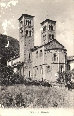 Église de Saint-Abbondio — vue de l'édifice avec ses deux tours — éditeur Grunnet & C., n° 394
