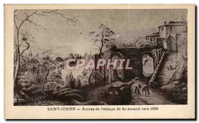 Saint-Junien — Ruínas da abadia de St-Amand cerca de 1825
