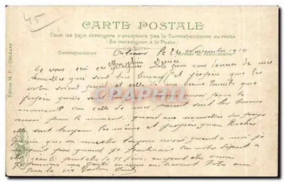 Orléans — A Rua da República, tomada da Estação — Edição M. P. Orléans, n° 3108 — Verso