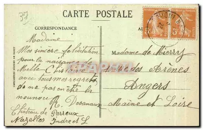 Nazelles (Indre-et-Loire) — Zamek Perreux — M. M. — Rewers