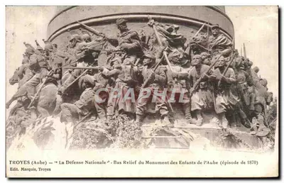Troyes (Aube) — "Obrona Narodowa" — Bas-relief Pomnika Dzieci Aube (epizod 1870) — Wyd. Marquis, Troyes
