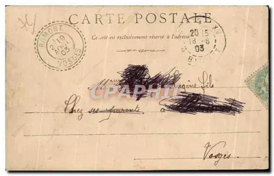 Stara pocztówka Wyjście z trzech Matów Statek Wiosłowie Le Havre — Rewers