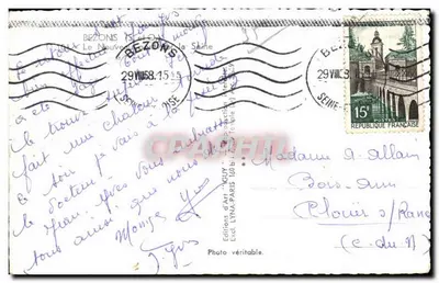 Bilhete postal antigo Bezons O novo porto no rio Sena — Verso