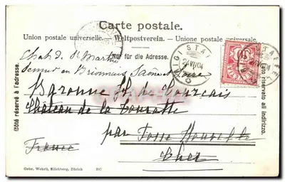 Vista del túnel de la Rigibahn — Lago de Vierwaldstättersee y montañas — Gebr. Wehrli, Zúrich — Reverso