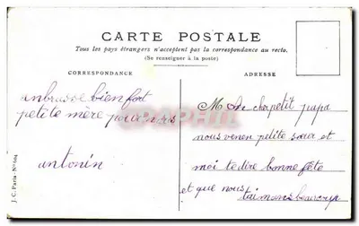 Ptak na gałęzi hawranu — Wesołych Świąt — J.C. Paris N°604 — Rewers