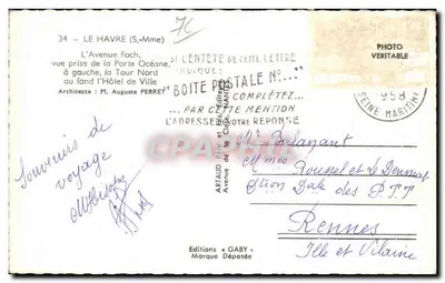 Le Havre — Avenue Foch und Tour Nord — Éditions Gaby — Rückseite