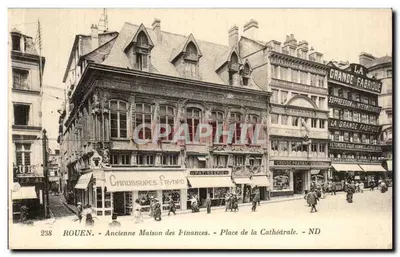 Bilhete postal antigo Rouen Velha Casa das Finanças Praça da Catedral