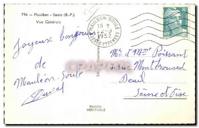 Vista Geral de Mauléon-Soule — editor Chantegler, n°796 — Verso
