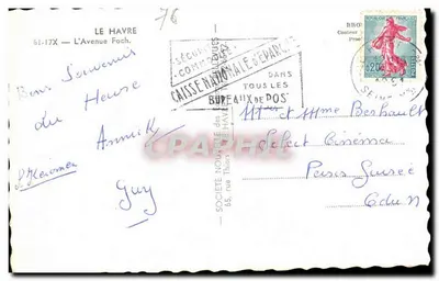 Widok z powietrza miasta Havre — wydawca nieznany, numer seryjny nie widoczny — Rewers