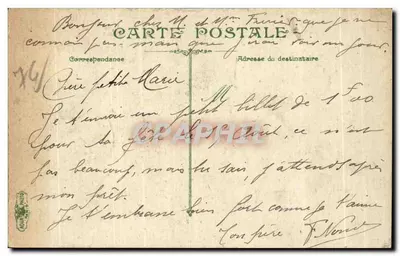 Le Havre — Odpłynięcie statku parowozowego — Wydawnictwo L. L. C. n° 1809 — Rewers