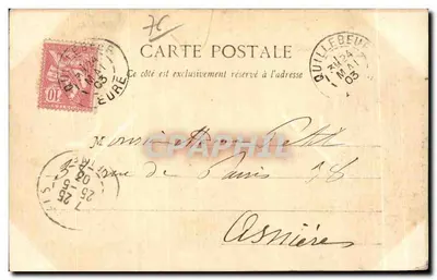 Quillebeuf - El muelle y la plaza — Papeterie A. Bonard, Pont-Audemer — Reverso