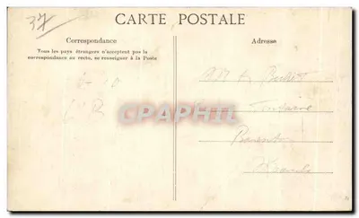 Lembrança de Tours — carta postal ilustrada com colagem de vistas da cidade — Verso