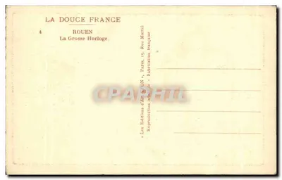 Rouen — A Grande Relógio — Edições d'Art YVON — Verso