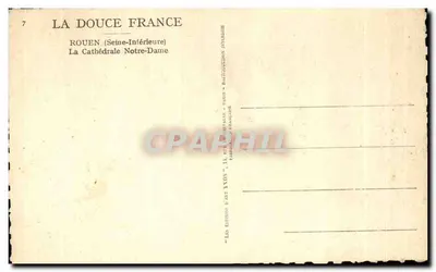 Rouen (Seine-Inférieure) — A Catedral Nossa Senhora — Éditions d'Art Yvonn, Paris — Verso
