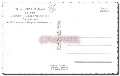Dieppe — Il Porto — Editore Artaud Pere et Fils, Nantes — Verso