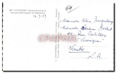 Guethary (Basses-Pyrénées) — Ogólny widok z Madeleine — L. Chatagneau, Bordeaux — Rewers