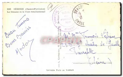 Béthobie (Basses-Pyrénées) — La Dogana e il Ponte Internazionale — Editore Elce, n°1593 — Verso