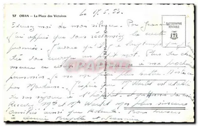 Oran — La Place des Victoires — Éditions Alexandre Sirey, 36 Bd Marceau, Oran — Rückseite