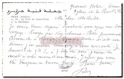 Oran (Algérie) — Fort Santa-Cruz i Bazylika — wydawca Gullioux Naturelles — Rewers