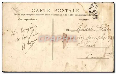 Stara pocztówka Rouen Widok z Côte Sainte Catherine i Quai de Paris — Rewers