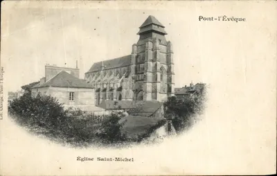 Bilhete postal antigo Pont L Eveque Igreja São Miguel Carte menu 1900