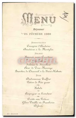 Bilhete postal antigo Pont L Eveque Igreja São Miguel Carte menu 1900 — Verso