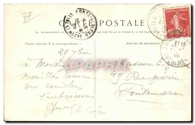 Montigny-sur-Loing — Um canto de rio — Edição Féjard, D. Trion, sucessor, em Moret — Verso
